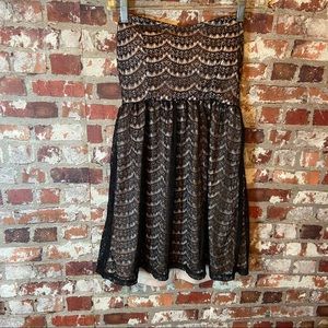 Wet Seal Strapless Black Lace/Nude Slip Mini Dress
